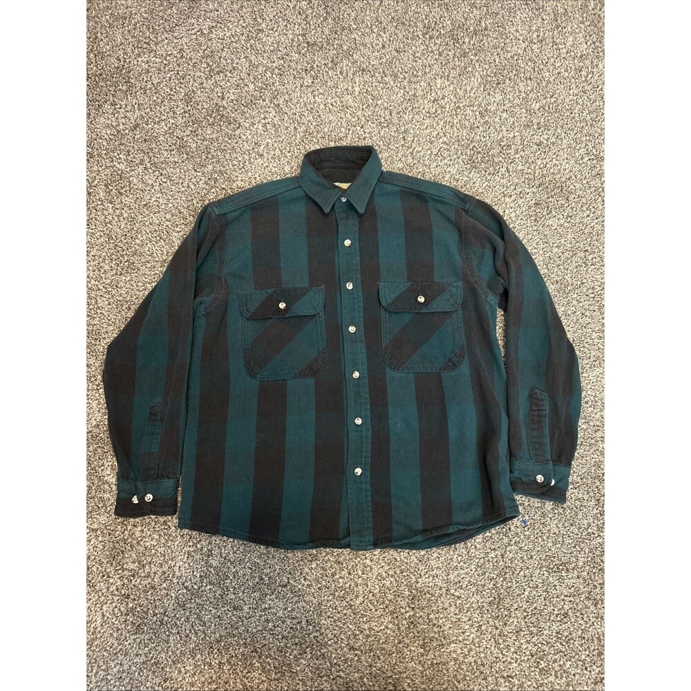 Vintage Anchor Blue WKWR Black Green Striped Workwear Men's Shirt Large